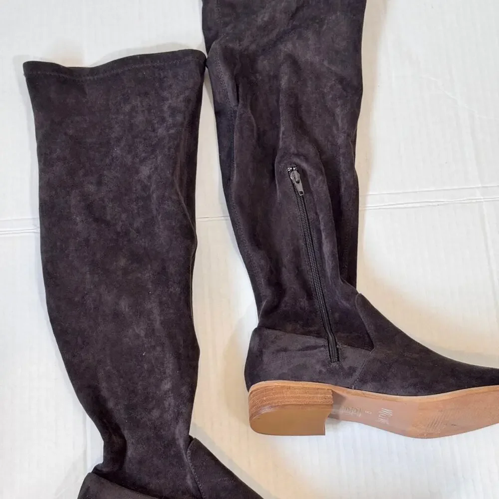 Mi.im Faux Grey Suede Leather Knee High Boots Womens 8 Fall Casual Classic